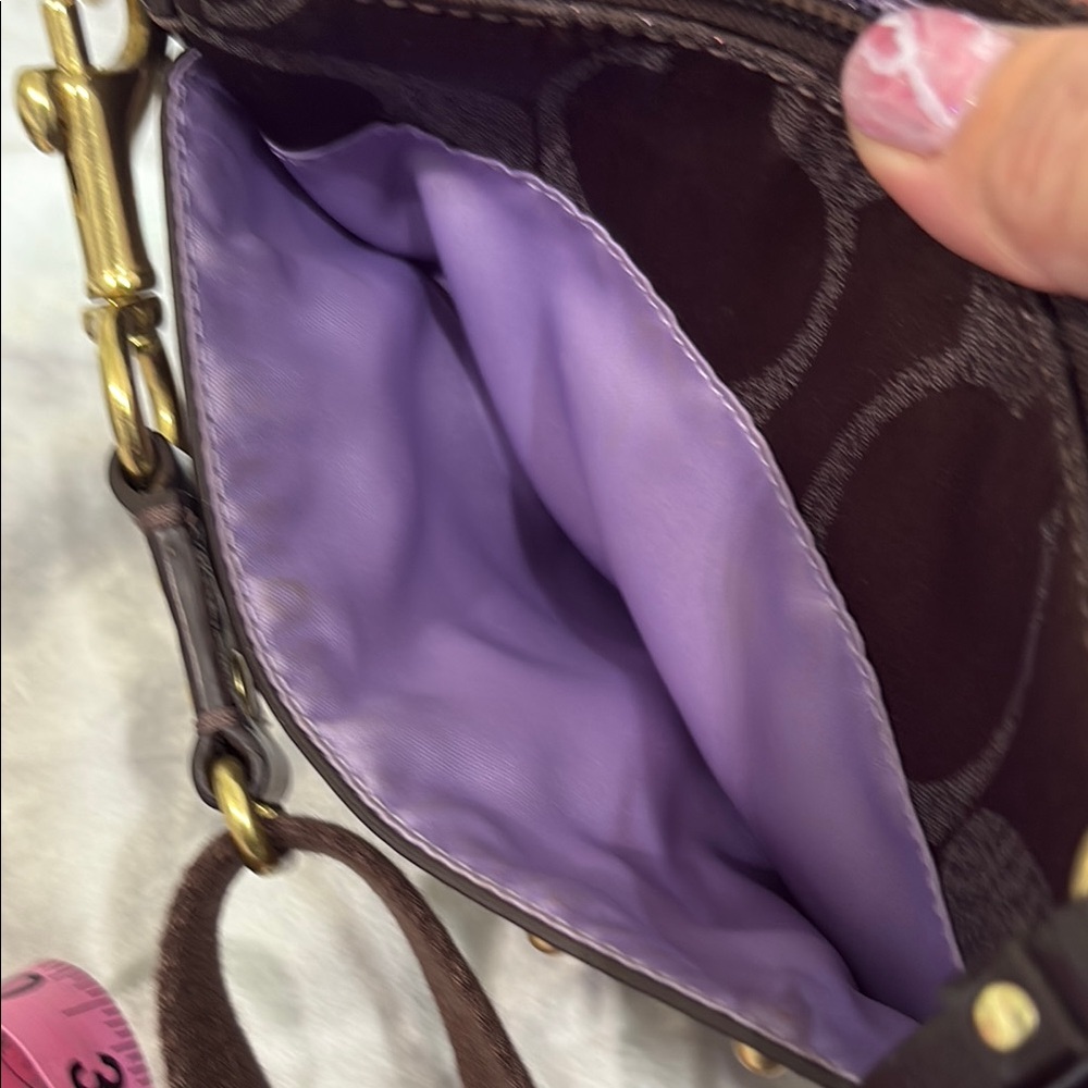 Coach Brown Crossbody Bag with Signature Monogram and Leather Trim - Picture 3 of 9